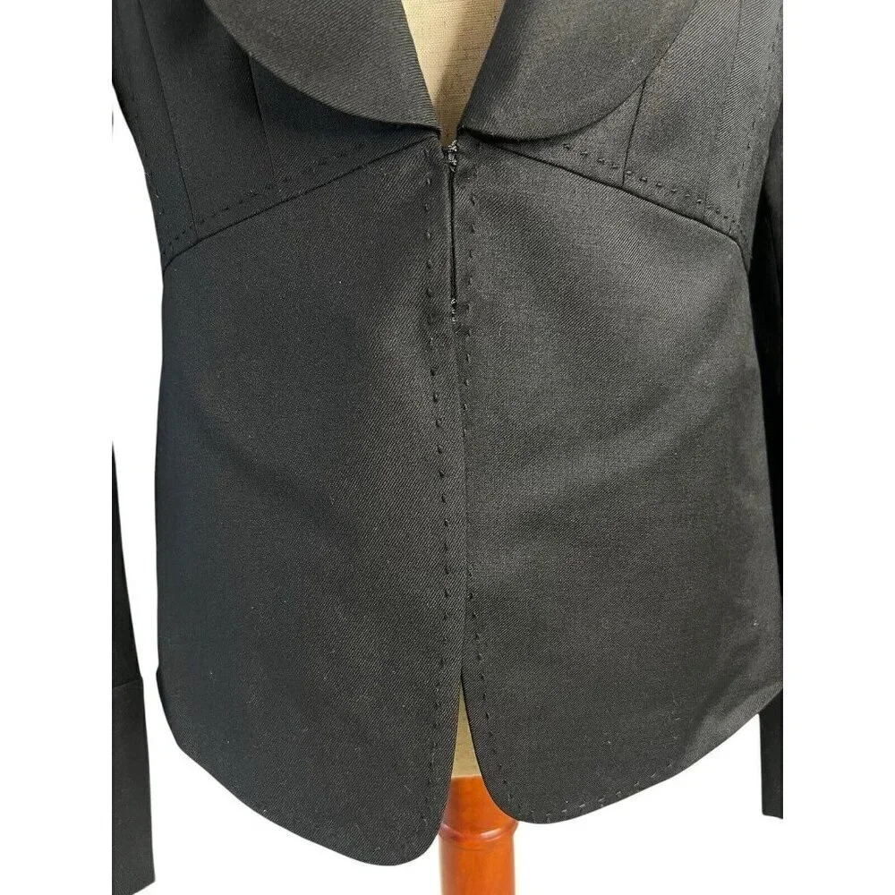 Tory Burch Black Wool Blend Blazer Small Sz 4 Office Siren Designer Chic